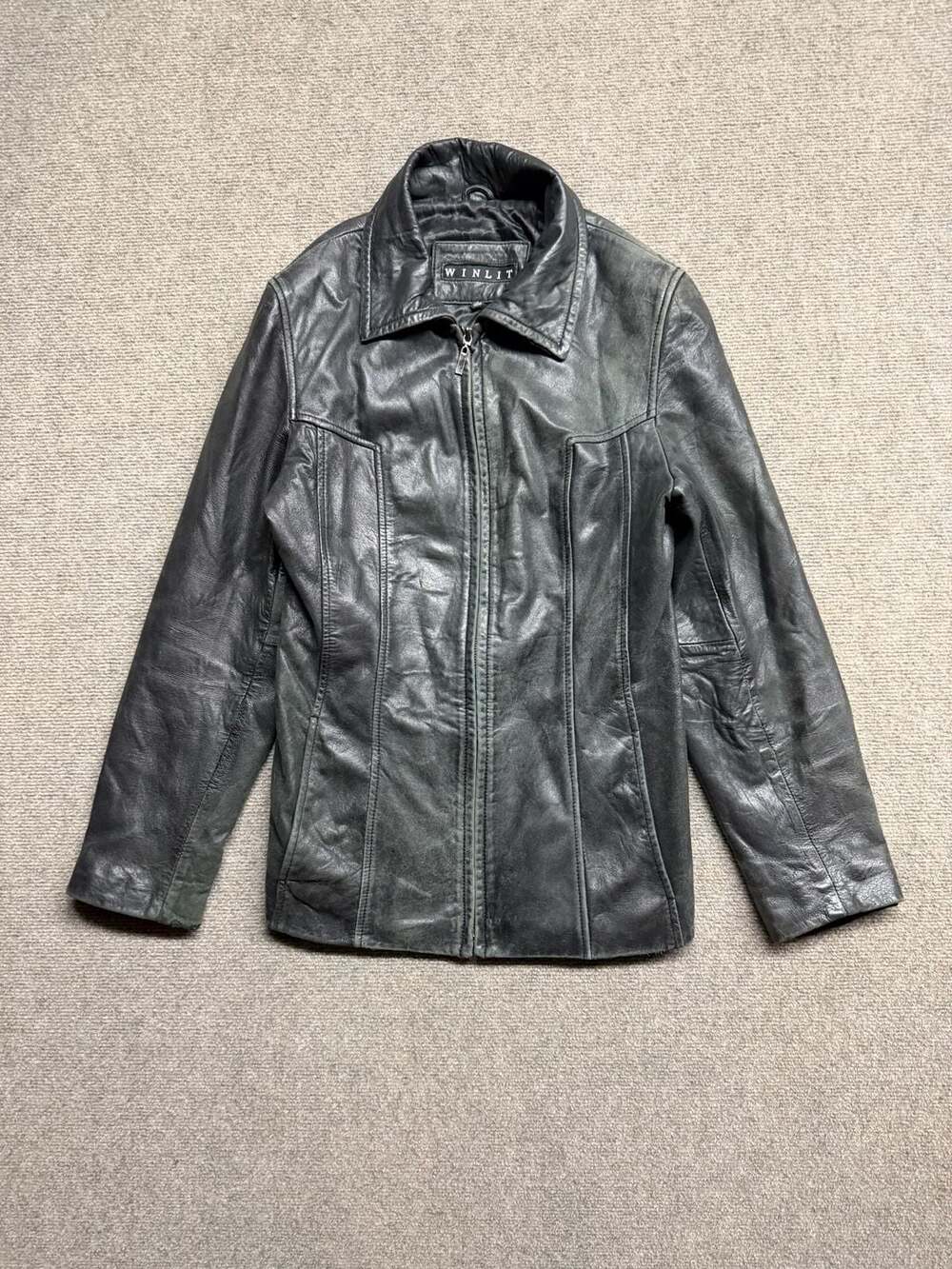 Winlit Leather Jacket Black Full Zip